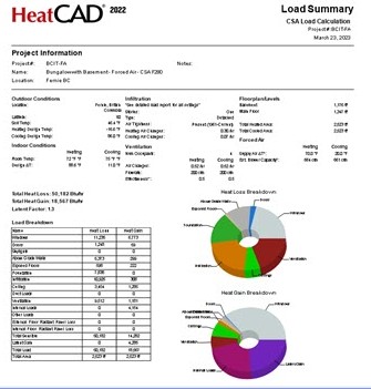HeatCAD heat load calculation report