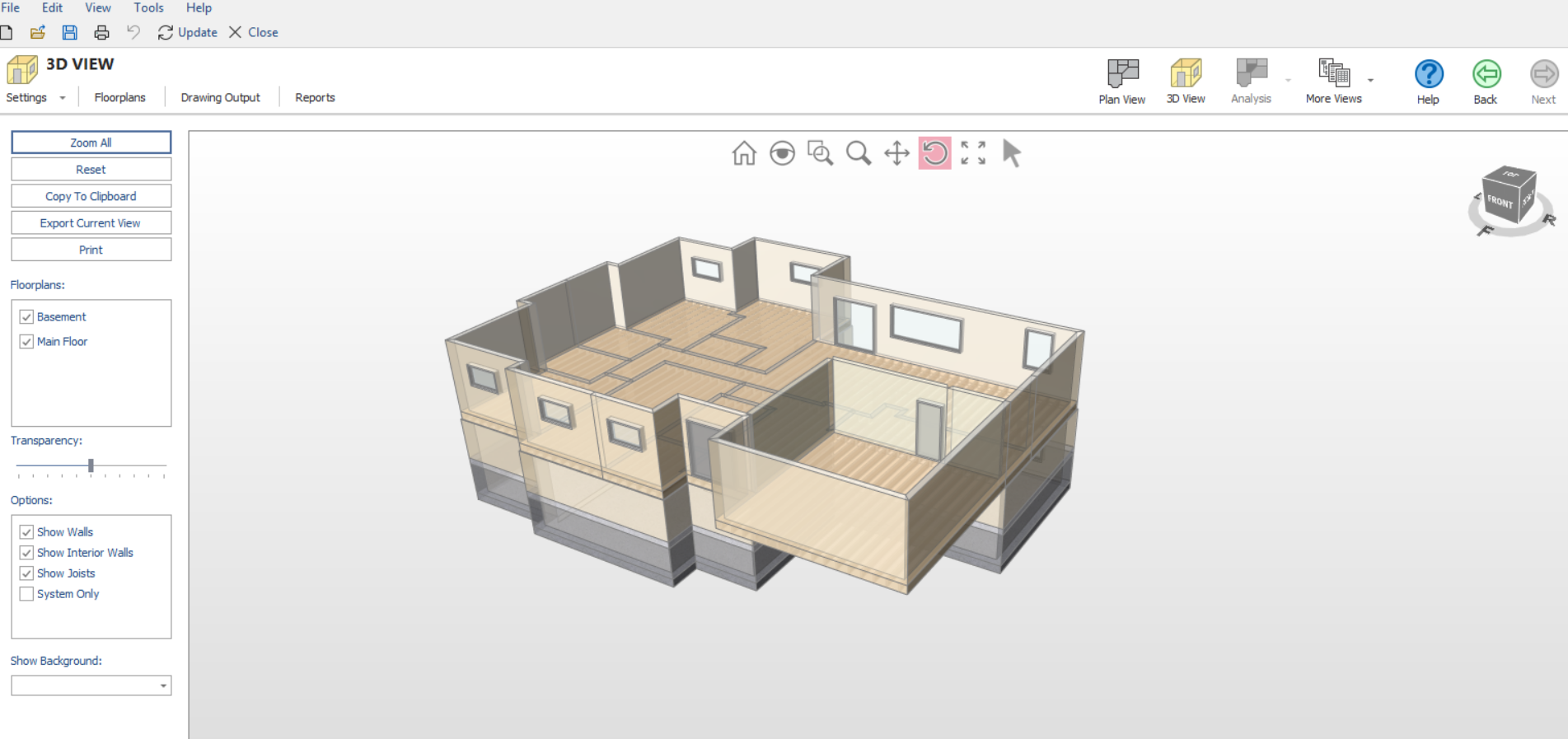 HeatCAD 3D model of a residential building used in Thrive Energy heat load calculations